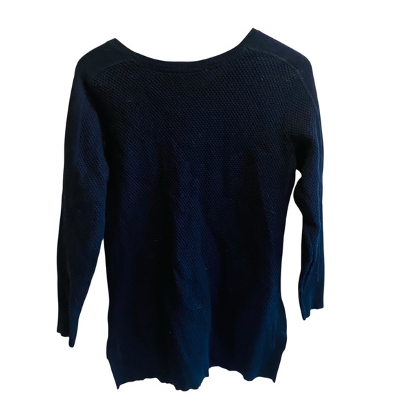 Athleta Honeycomb Merino Wool Blend Tunic Pullover Navy Sweater Size Merium - Picture 3 of 6